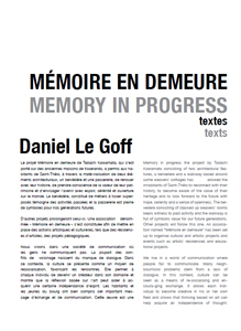 Memory in Progress (book / DVD)