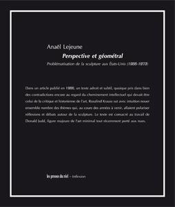 Anaël Lejeune - Perspective et géométral - Problématisation de la sculpture aux États-Unis (1966-1973)