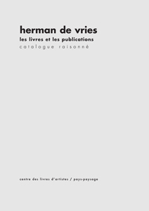 Herman de Vries - Les livres et les publications 