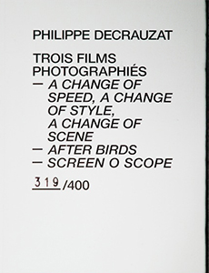 Philippe Decrauzat - Trois films photographiés - A Change of Speed, a Change of Style, a Change of Scene – After Birds – Screen O Scope