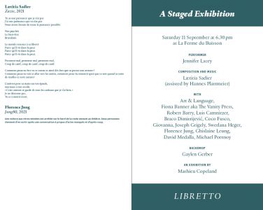 <em>A Staged Exhibition</em> (interview booklet + libretto)