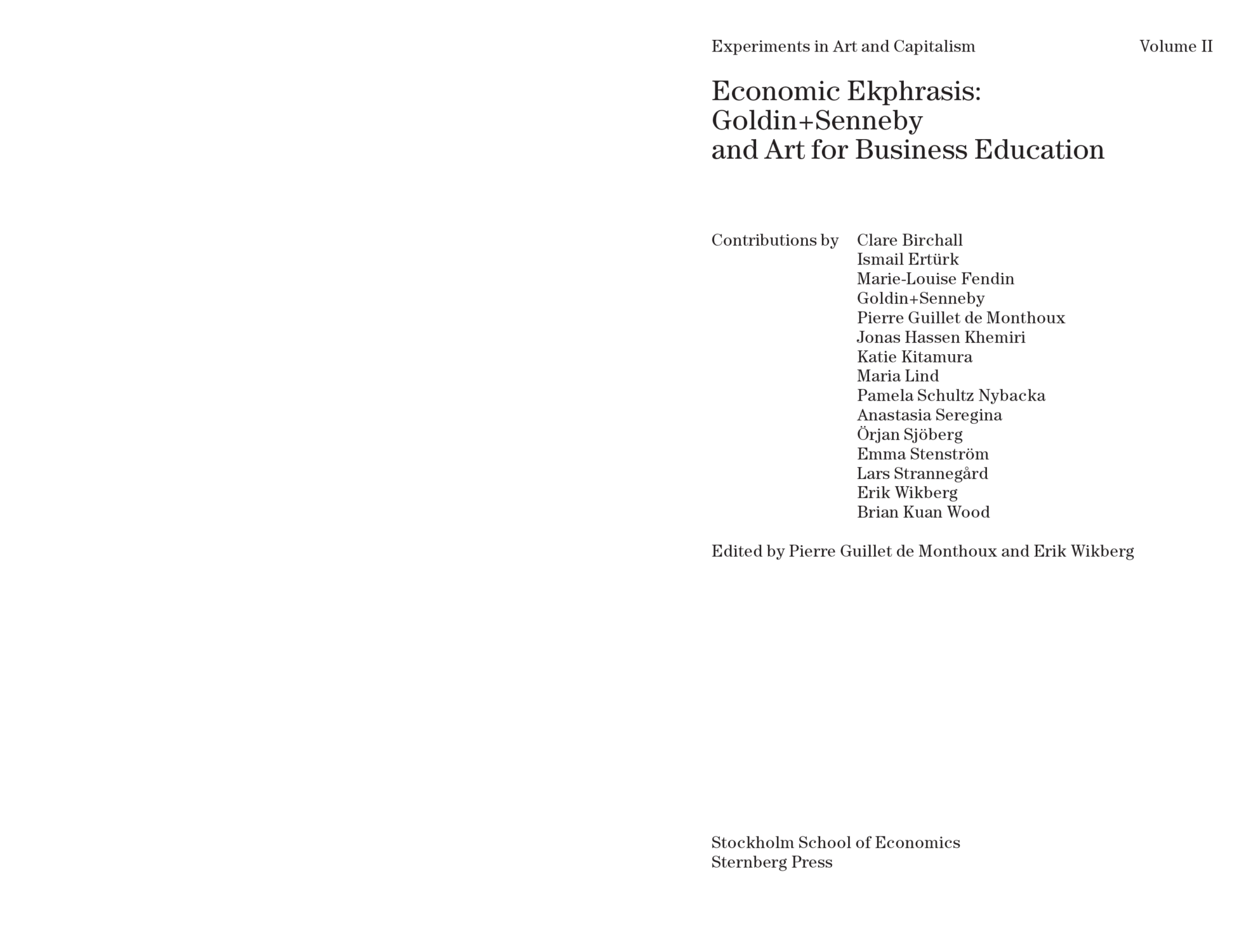 Goldin+Senneby : Economic Ekphrasis - Les presses du réel (book)