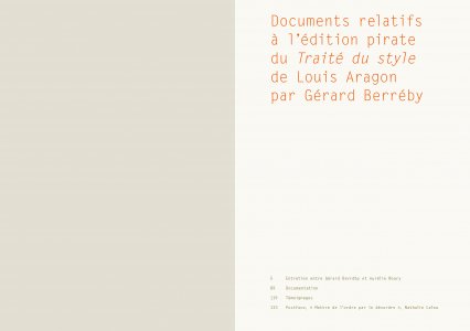 Documents relatifs à l'édition pirate du Traité du style de Louis Aragon par Gérard Berréby