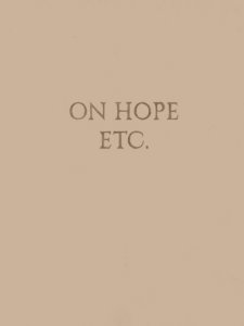 Elke Andreas Boon - On Hope Etc. 