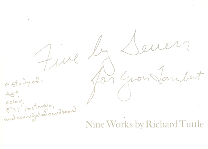 Richard Tuttle - Five by Seven - Nine Works by Richard Tuttle