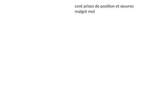 Cent prises de position et œuvres malgré moi