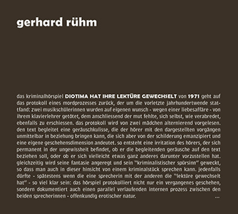 Gerhard Rühm - Diotima hat ihre Lektüre gewechselt (CD)